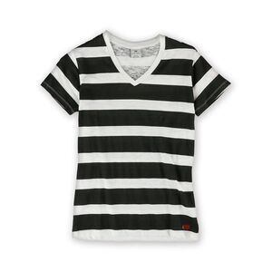Ecko Unltd. Womens Stripe Slub Graphic T-Shirt, Black, L, DM